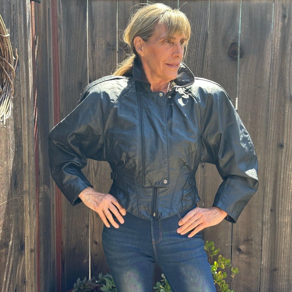 Vintage 80s Black Leather Jacket - Outerwear by Phoenix